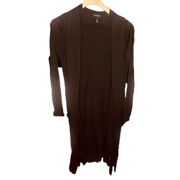White House Black Market Long Duster Cardigan Black | Size L | EUC - Picture 3 of 11